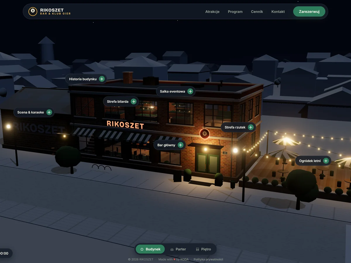 RIKOSZET — Interaktywna strona 3D